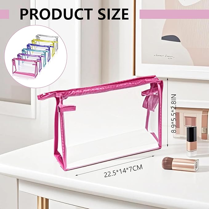 24 Pcs Portable Clear Makeup Bags with Handle, Transparent Waterproof Toiletry Bag, Travel PVC Cosmetic Bags Pouch, Pencil Cases, Stationary Organizer