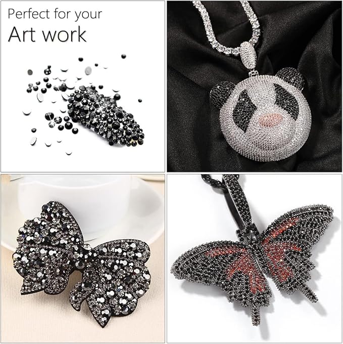 28 Types Colorful Black AB Resin Rhinestones w B7000 Jewelry Glue for Bedazzling Crafting 3-6mm Flatback Stones Gems Diamonds for Nails Face Eyes Makeup Crafts Tumblers Bottles Clothes Shoes