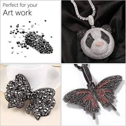 qiipii Ink Blue Crystal Resin Rhinestones w B7000 Glue for Bedazzling Crafting 2mm-6mm Navy Blue Flatback Stones Diamonds Crystals Gems Bedazzler Kit for Nails Face Eyes Makeup Tumblers Bottles Crafts