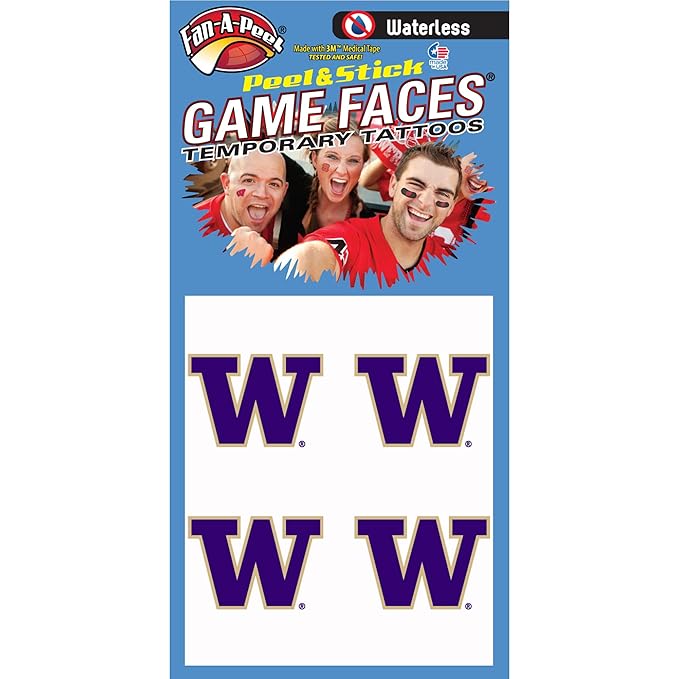 Washington Waterless Temporary Tattoos - Hypoallergenic Peel and Stick Waterproof Temporary Tattoos - Officially Licensed