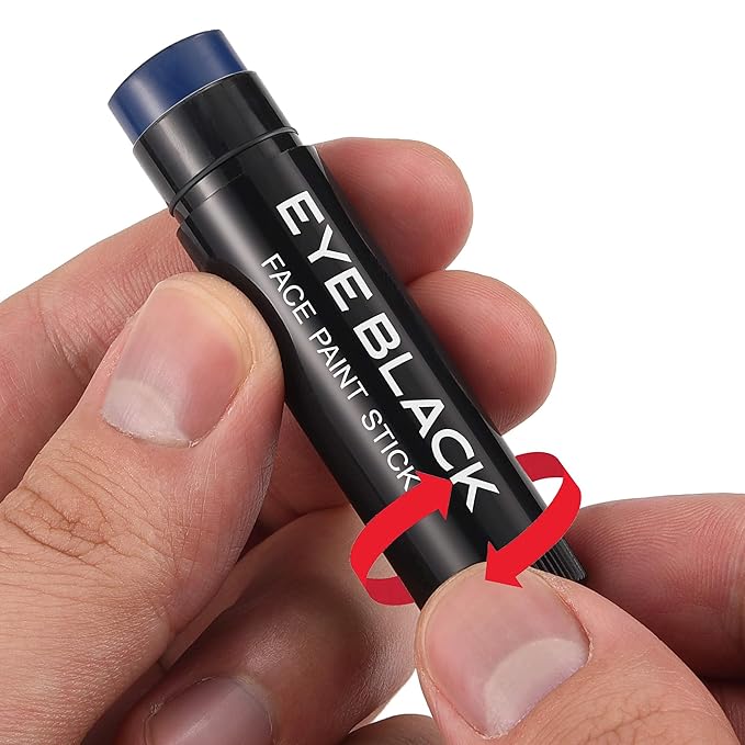 CCBeauty Blue Face Body Paint Stick, Cream Dark Blue Baseball Eye Black Sticks for Sports, Grease Foundation Makeup, Face Painting Kit for Halloween Mystique Smurf Cosplay Costume Parties, 0.67 Ounce