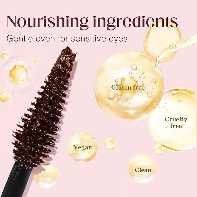 Unidollss Tubing Mascara Brown Length & Volume with Lash-Nourishing Formula, Lash Extension Effect, Smudge-Proof, No Clumps, Washable, Safe for Sensitive Eyes, Perfect for Light Hair & Older Women
