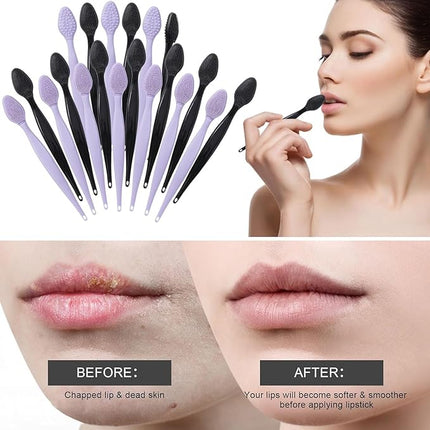 Silicone Lip Scrub Brushes, Beomeen Black Double-Sided Exfoliating Lip Brush Soft Silicone Lip Scrubber Exfoliator Tool Blackhead Remover for Skincare 20 Pack