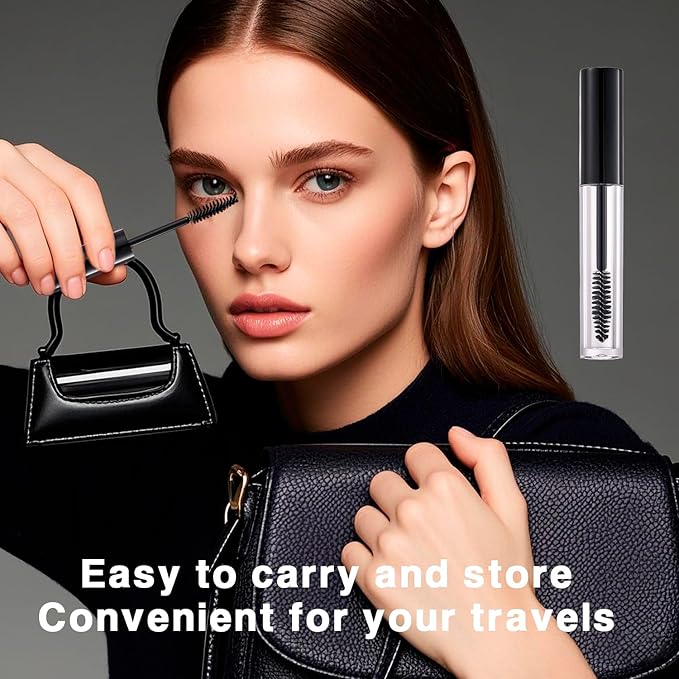 5 Pack Empty Mascara Tube, 2.5ml Transparent Reusable Eyelash Cream Container Bottle DIY Makeup Vials Cosmetic Tool for Castor Oil/Eyelash Growth Oil/Mascara with 5 Rubber Inserts, 1 Funnel