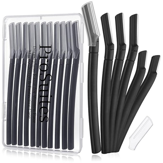 16 Count Dermaplane Razor for Women Face, Professional Facial & Eyebrow Hair Remover, Gentle Face Razors Skin Exfoliation with Precision Blades, Black