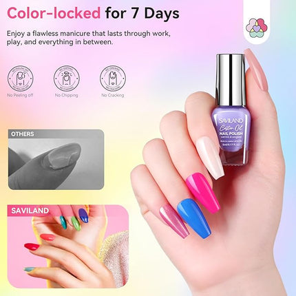 SAVILAND 20+3 Color Nail Polish Set: 5ml Quick Dry Pastel Regular Nail Polish Kit Spring Summer Fingernail Polish Bulk with Base Glossy & Matte Top Polish Coat Nail Art Women Gift