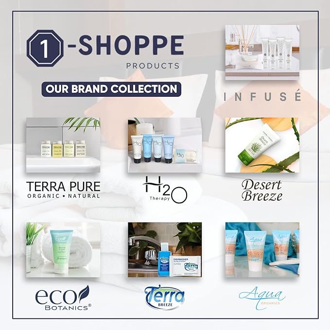 Eco Botanics Hotel Soaps & Toiletries Bulk Set | 1-Shoppe Amenities Kit | 0.85oz Shampoo & Conditioner, Body Wash, Lotion, 0.89oz Bar Soap | Travel Size | 150 Pieces