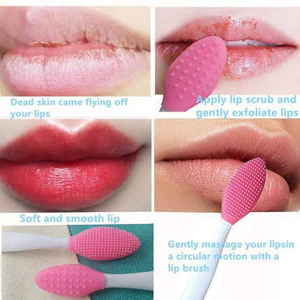 3 Pcs Lip Scrub Brush,Lip Scrubber Exfoliator,Double-Sided Silicone Lip Brush Tool for Men Women Lip Lightening, Lip Exfoliator Scrubber Tool for Dark Lips