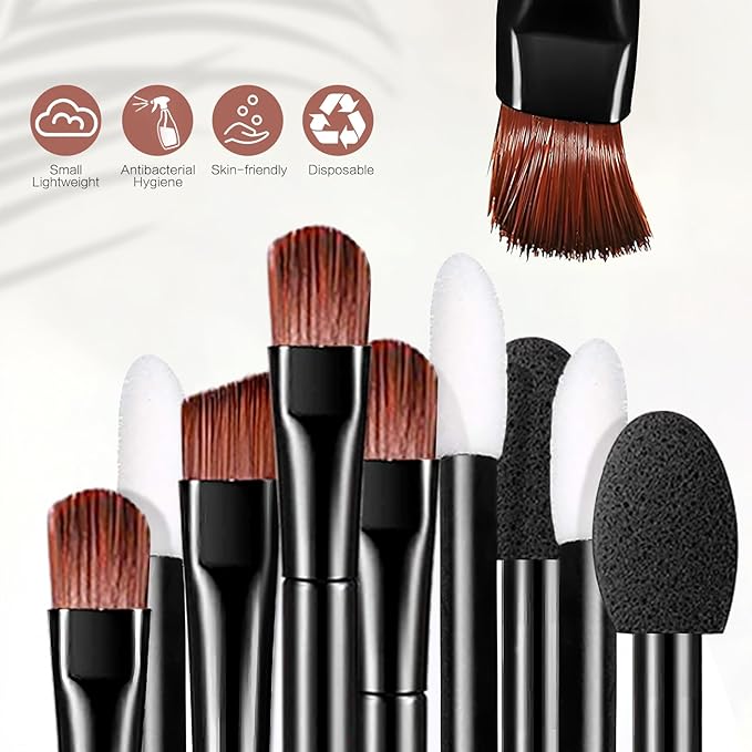 AUHOKY 250Pcs Disposable Eyebrow Brush Set,100 Angled/Round Eyebrow Brushes, 100 Lip Brushes, 50 Double-end Eyeshadow Brushes, Makeup Applicators Accessories Kit for Women Girl Face Beauty Cosmetic