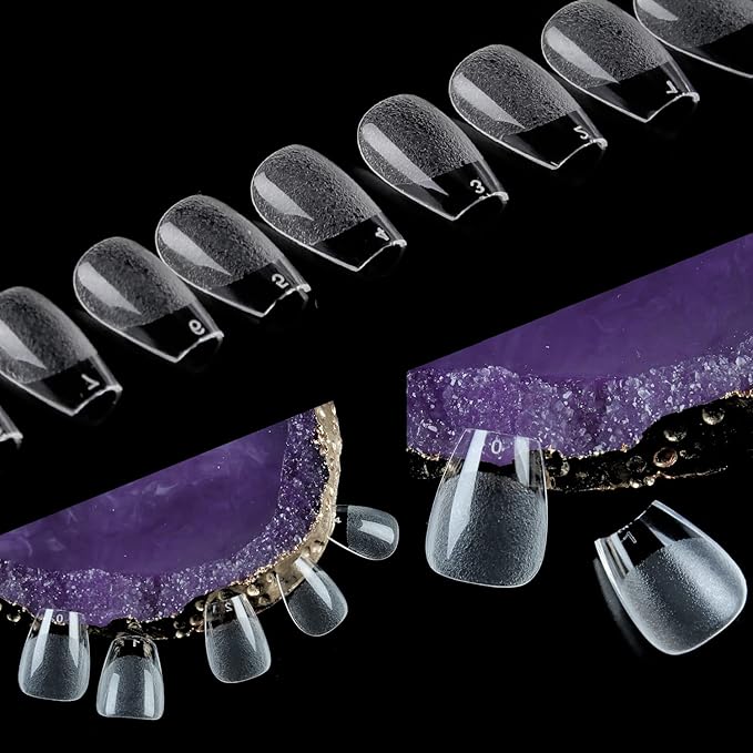 UNA GELLA Extra Short Coffin Nail Tips: XS 216pcs Pre-shape Press on Nails Extra Short Coffin Gel Tips Full Cover Acrylic Fake False Nails Extension 12 Sizes Gelly Tips