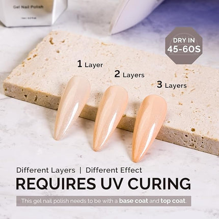 MelodySusie Orange Shimmer Gel Nail Polish,0.5fl oz Nude Shimmer Soak Off UV LED Orange Sparkle Glitter Gel Polish Gift for Women Nail Art Manicure Salon DIY Nail Design Decoration at Home-1757