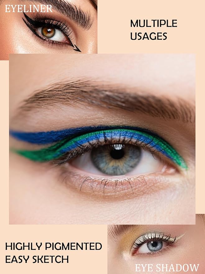 Bronze Gel Glitter Eyeliner Pencil, Metallic Waterproof Smudge-Proof Creamy Retractable Smooth Eye Liner pencil, Hypoallergenic Long Lasting Eyeliner Brightener Pen Crayon Eye Makeup Gift for Women#05