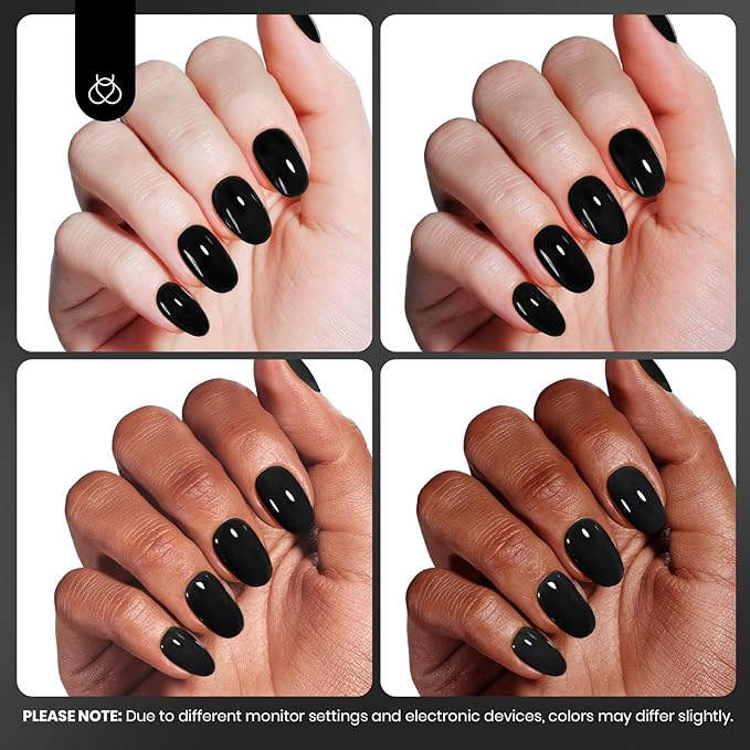 Beetles Black Gel Nail Polish – Hema Free Silent Charm Gel Polish, 15ml Long-Lasting Soak Off UV LED Glossy Manicure for DIY Nail Art