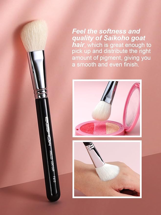 Contour Brush, EigshowBeauty Angled Blush Makeup Brush with Premium Luxe Saikoho Goat Hair Bristles, Foundation Brush for Cream, Powder and Liquid Makeup Blending - F610