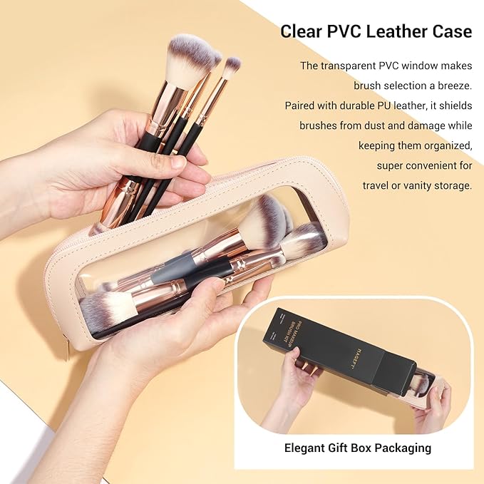 MAGEFY Makeup Brushes 12Pcs with Bag, Double-End Multi-functional for Foundation Powder Blush Eyeliner Eyeshadows brushes with Gift Box,Blackgold