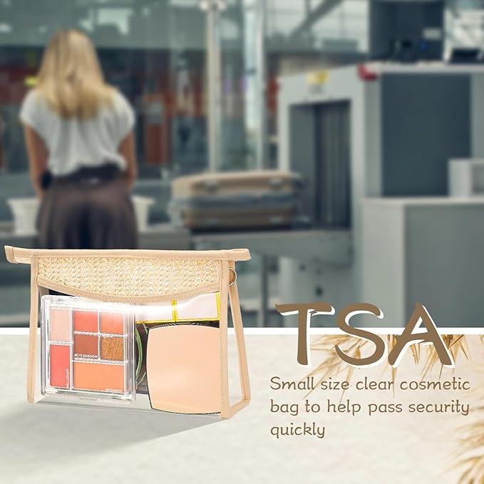 3 Pcs Boho Clear Cosmetic Makeup Bags with Zipper Small Toiletry Bag Multi Purpose Waterproof Pouch Travel Makeup Organizer Cosmetic Pouch for Women Men