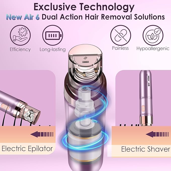 Facial Hair Remover for Women&Electric Beauty Epilator, Hair Removal Device Gift Set, Portable Epilation System, Painless Shaver for Face Chin Lip Body