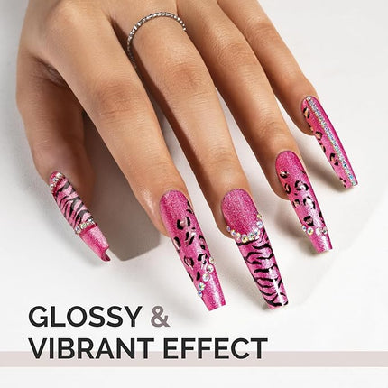 MelodySusie Pink Glitter Gel Nail Polish,0.5fl oz Nails Soak Off UV LED Strawberry Pink Shimmer Gel Polish Gift for Women Nail Art Manicure Salon DIY Nail Design Decoration at Home-1749