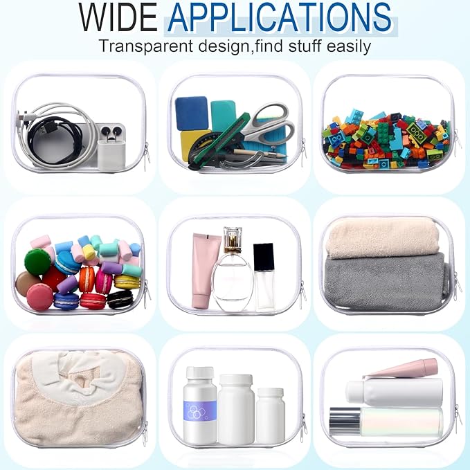 Sanwuta 6 Pcs Clear Hard Zipper Case Pencil Pouches Hard Plastic Zipper Pouches Makeup Bag Transparent Cases for Snacks Plastic Storage Organizer Box for Travel