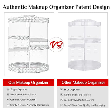 360 Rotating Makeup Organizer Countertop, Clear Acrylic Large Perfume Organizer, Organizador De Perfumes, 7 Layers Make Up Organizer and Storage Fits for Vanity and Bathroom - X-Large Clear