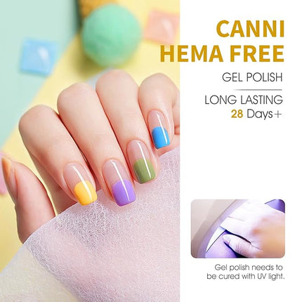 CANNI Gel Nail Polish Set – Bright Rainbow Summer 6 Colors 9ML (Red, Pink, Yellow, Blue, Orange,Purple), High Gloss Soak Off UV LED Nail Gel for Summer DIY Manicure