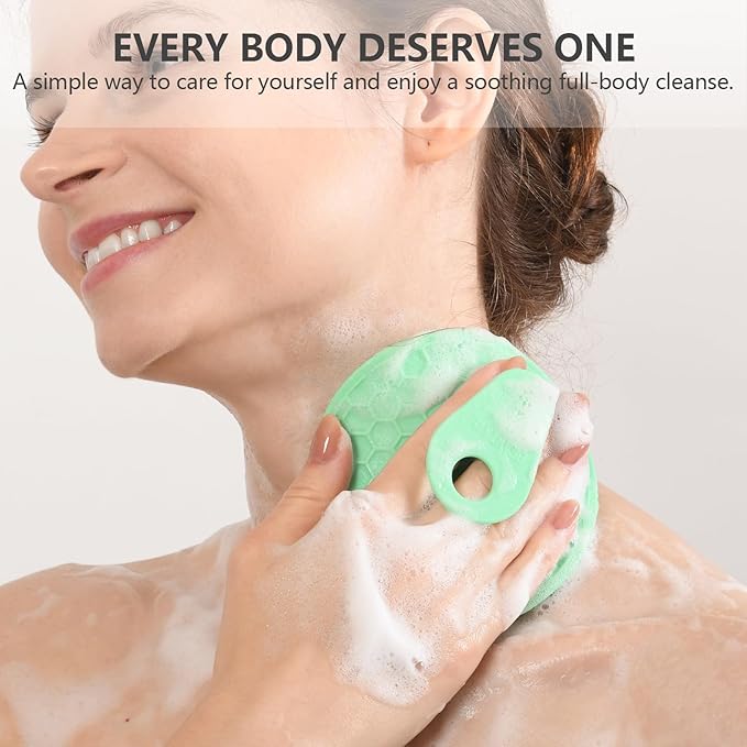 Silicone Body and Face Scrubber Set 3 Pack, BEAUTAIL Shower Bath Scrubber, Gentle Exfoliating Brush for Women Men Baby Sensitive Skin, More Hygienic Than Traditional Loofah, Long Lasting, Black+Green