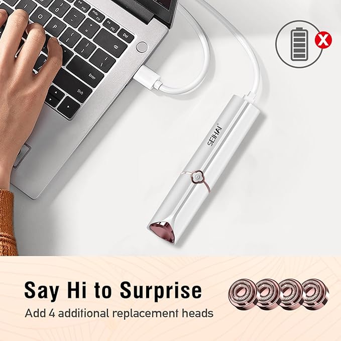 Facial Hair Removal for Women, Hair Removal Device(Luxury), Face Razors for Women, Facial Hair Remover for Face, Lip, Chin, Included 4 x Replacement Heads