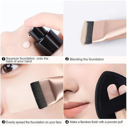 Ultrathin Foundation Brush for Liquid Makeup,Flat Spatula Liquid Foundation Brush Premium Face Makeup Brush for Blending Cream (Rose Gold)