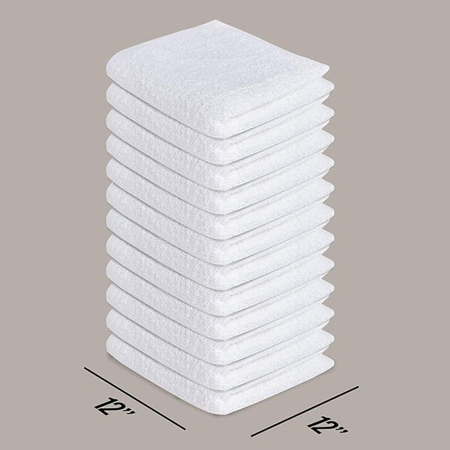 Softolle 100% Cotton Washcloths 60 Pack (12x12 Inches) Soft, Highly Absorbent Washcloth, Face Towels, Wash Cloths for Face, Ring Spun, Bulk Pack (White)