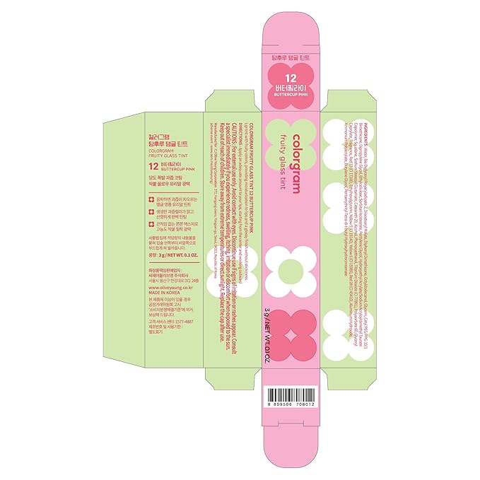 COLORGRAM FRUITY GLASS TINT 12 BUTTERCUP PINK Lightweight Non-Sticky Lip Tint | Korean Beauty Lip Gloss for Daily Wear