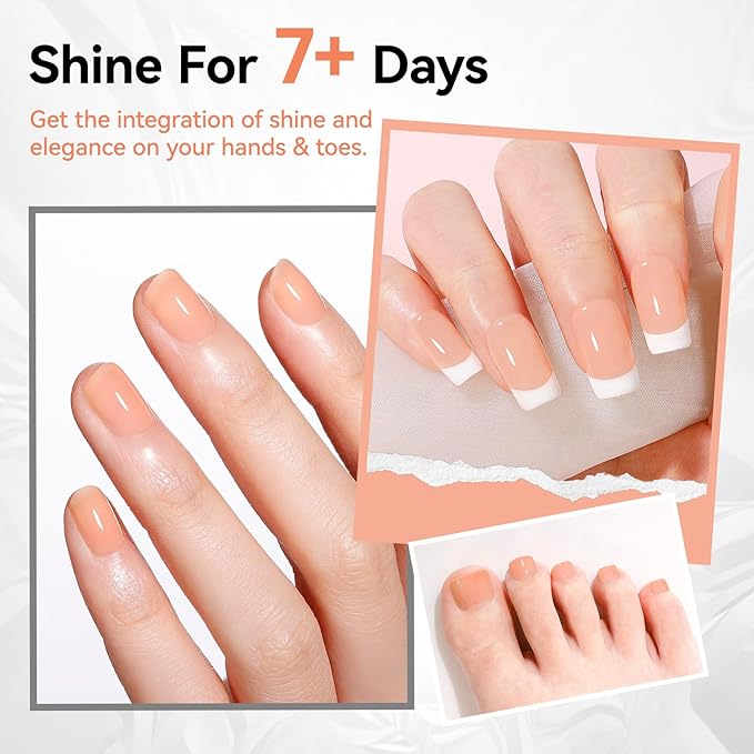 Nail Polish Jelly Peachy Nude Sheer Regular Nail Polish 9-Toxic Free Vegan Rich in Castor Oil Fast Dry Translucent Toe Fingernail Polish for All Tone Skin Manicure Salon DIY at Home Gift