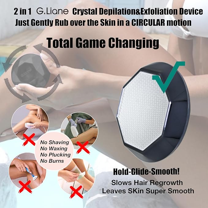 Crystal Hair Eraser,Painless Nano Hair Remover Exfoliation,Gentle and Efficient Glass Hair Removal Device Without Waxing,Natural Epilator for Women and Men(Diamond Black)