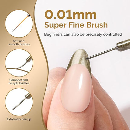 MelodySusie 8ML Bronze Gold Gel Liner Nail Art Polish Mirror Chrome 3D Effect,for Line and Patterns of Painting,French Nail Tips,DIY Manicure Pedicure for Home DIY Salon Use