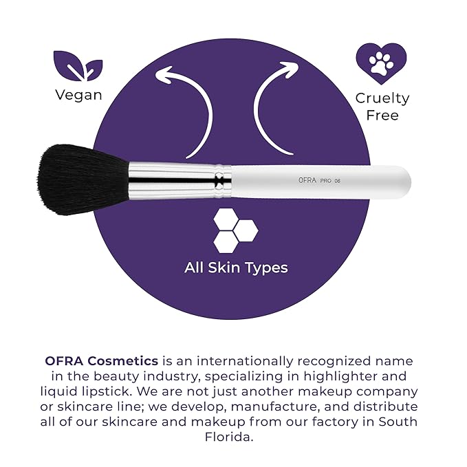 OFRA Makeup Brush #6 Powder - Powder Brush for Pressed, Loose Setting, Blush, Bronzer and Contour - Fluffy Makeup Brush
