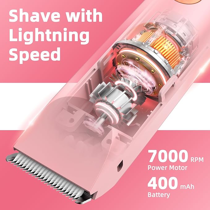 Bikini Trimmer for Women 2 in 1 Electric Shaver Razors IPX7 Waterproof Pubic Hair for Underarm Leg Arm Body (Pink)