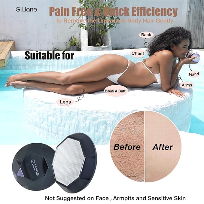 Crystal Hair Eraser,Painless Nano Hair Remover Exfoliation,Gentle and Efficient Glass Hair Removal Device Without Waxing,Natural Epilator for Women and Men(Diamond Black)