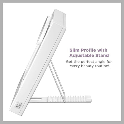 Conair Lighted Makeup Mirror, LED Vanity Mirror, 1X/5X Magnifying Mirror, Corded in Glossy White