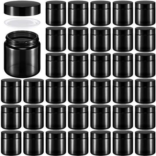 Norme 36 Pcs 4 oz Glass Jars with Lids Leakproof Round Airtight Empty Cosmetic Jars with Inner Liners Lid for Storing Lotions Powder Ointments Candle Making Tins (Black)