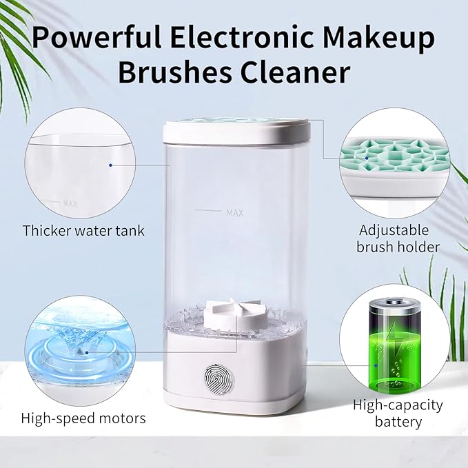 TADOPRO Electric Makeup Brush Cleaner 7000RPM Automatic Efficient Cleaner for All Types of Makeup Brushes, Cosmetic Makeup Brush Cleaner Machine, Makeup Brush Cleaning Solution