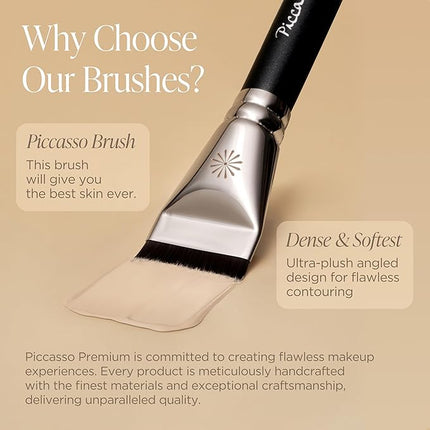 Piccasso Brush 163 Foundation Brush Soft & Dense Synthetic Bristles for Flawless Face Makeup, Perfect for Cream & Liquid Foundation