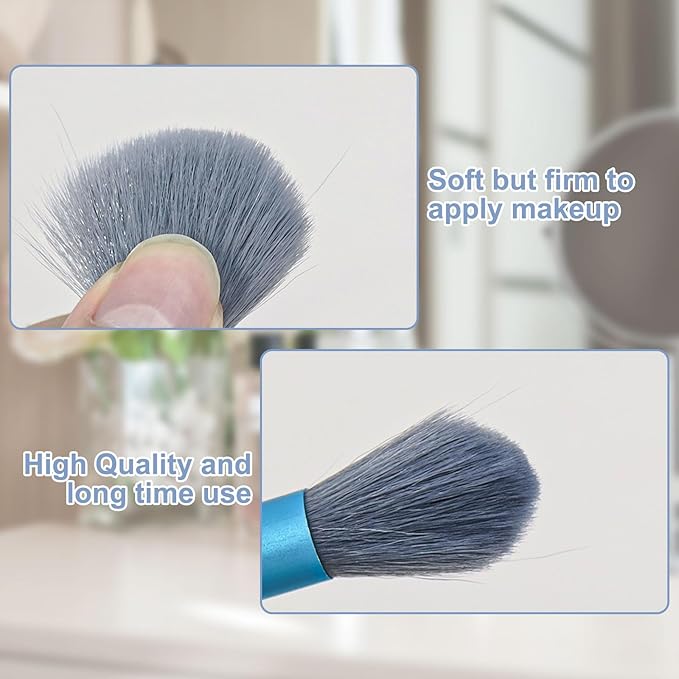 10 Sets Travel Size Makeup Brushes Set Mini Face Make up Brushes Brushes Bag for Makeup Party Favors Wedding Bridal Shower Favors Bridesmaid Gift Bachelorette Party Gift (Light Blue, 10pc)