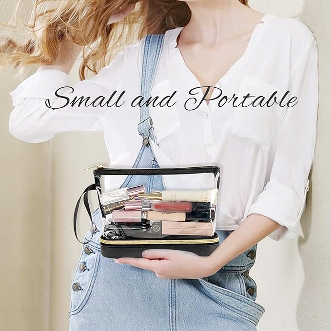 Ethereal Travel Makeup Bag, Clear Cosmetic Bag Make Up Organizer TSA Approved Toiletry Bag, Waterproof Pouch for Women Purse for Toiletries Accessories Brushes