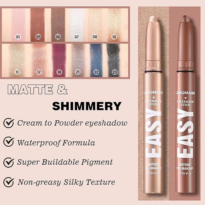 Red Eyeshadow Stick Shimmer Cream Single Eyeshadow Pencil Makeup, High Pigmented Crease-proof Eye Shadow Brightener Stick, Hypoallergenic Waterproof Long Lasting Eye Highlighter stick(B-12#)