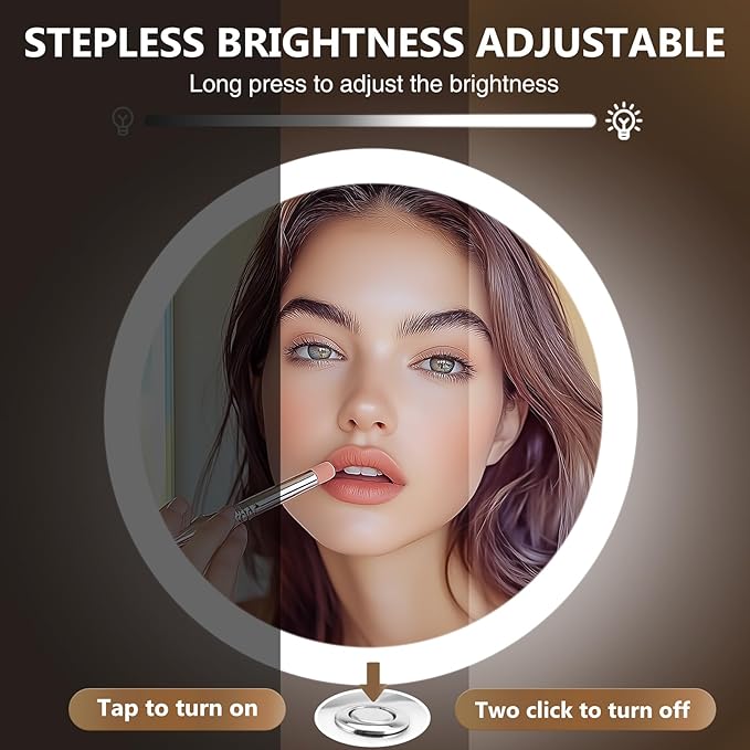 9" Makeup Mirror with Lights: 1X/15X Magnifying Mirror with Lights, Rechargeable Make Up Mirrors with 3 Colors, Light up Mirror, Chrome