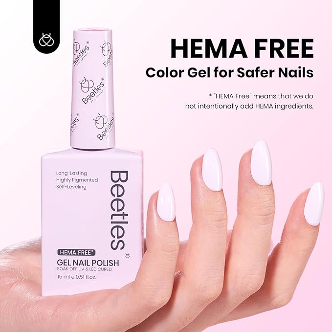 Beetles Pink Gel Nail Polish - 15ML Hema Free Baby Pink Gel Polish Cream Puff Full Size Soak Off UV Colorful Bottle Nail Art Manicure Gift for Women
