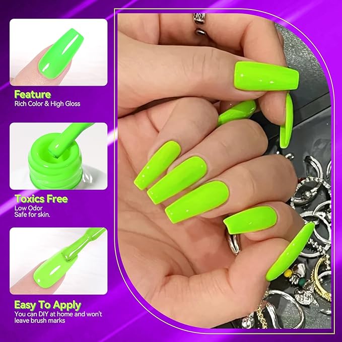 Born Pretty Halloween Neon Gel Nail Polish Bright Rainbow Colorful Fluorescent Gel Polish Yellow Green Blue Purple Red Orange Color Gel Nail Polish Collection Gift 6PCS