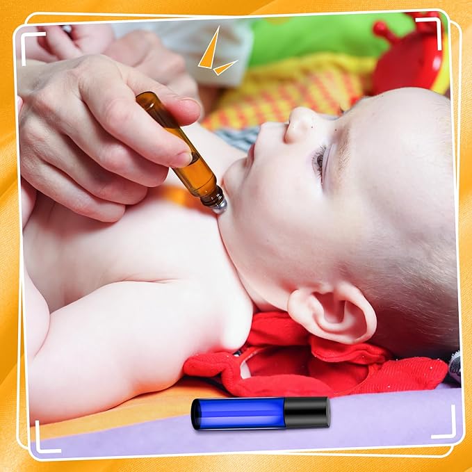 Sumind 150 Pcs Essential Oil Roller Bottles 10 ml Glass Empty Roll on Bottles with Stainless Steel Balls Leak Proof with 5 Funnel for Travel Essential Oil(Amber, Blue)