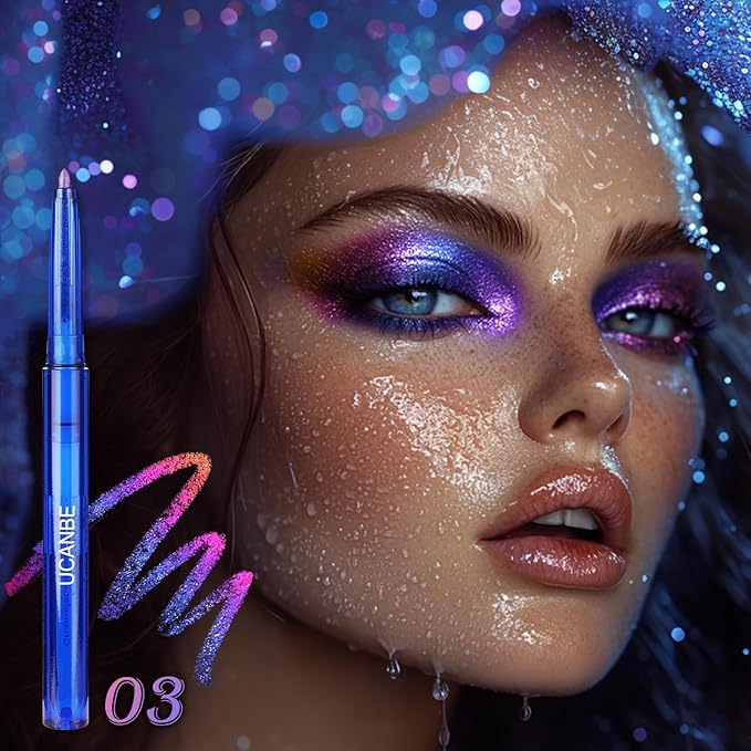 UCANBE Chameleon Eyeshadow & Eyeliner Gel Pencil-Multichrome Shifting Colors Metallic Glitter Eye Makeup,Waterproof Long-Lasting Smudge-Proof Multi-Dimensional Color (Periwinkle Blue to Deep Amethyst)