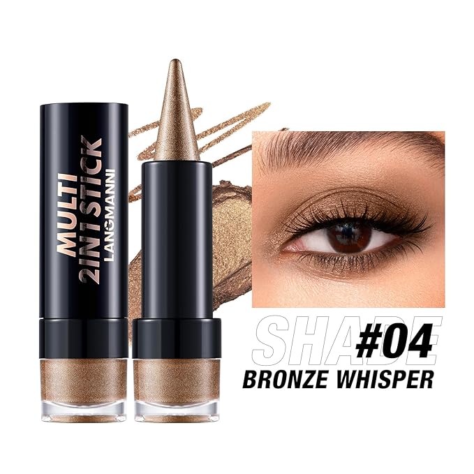 AMY'S DIARY Bronze Whisper Sand Eye shadow & Eyeliner Stick 2-in-1, Cream Eyeshadow Pencil + Gel Eyeliner | Waterproof, Smudge-Proof Eye Makeup Crayon for woman, Face & Lip | Twist-Up Eye Shadow Pen