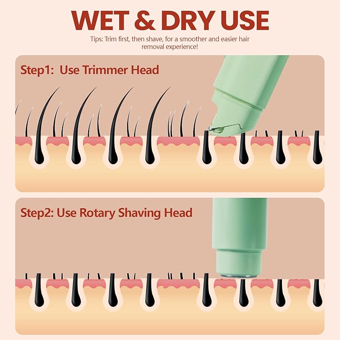 Electric Bikini Trimmer for Women - Dermave Bikini Shaver, Dual Head Shaver Women, 2-in-1 (Green)